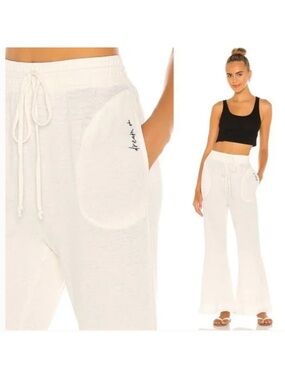 Free people NWT Cozy Cool DREAM on ivory white wide leg pants size medium